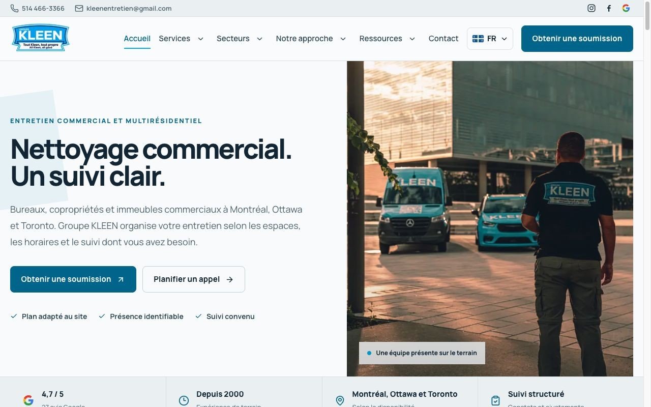 Page d’accueil de Groupe KLEEN