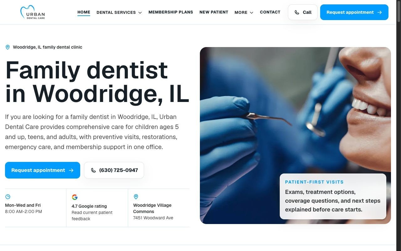 Page d’accueil de Urban Dental Care