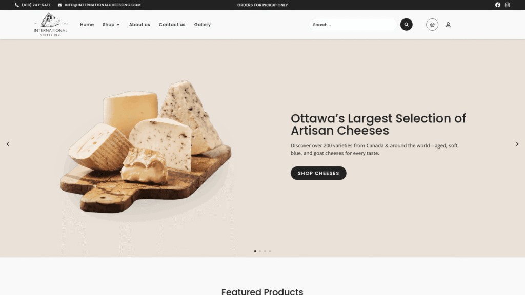 International Cheese. inc Ottawa website by Revyv.ca