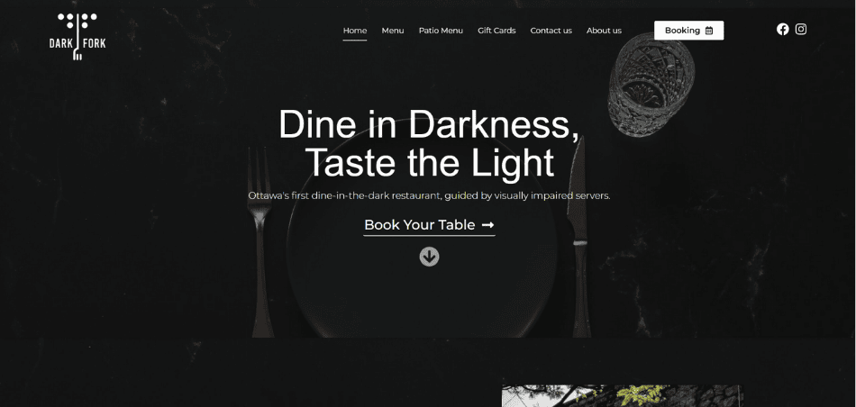 Dark Fork Ottawa Restaurant website by Revyv.ca